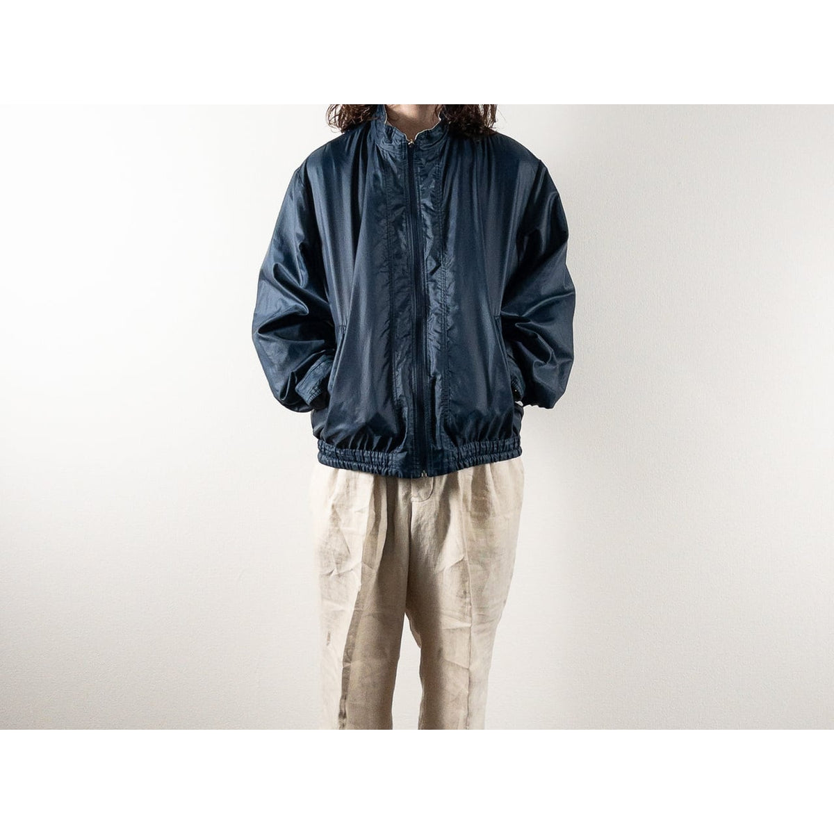 1990s "Euro Vintage" Steel Blue Nylon Zip-Up Blouson Jacket