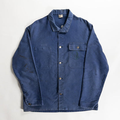 1960-70s "French Vintage" Faded Blue Moleskin Work Jacket