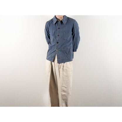 1930-40s "EXCELSIOR" French Faded Blue Cotton Twill Work Jacket with Papier-Mache Bottons