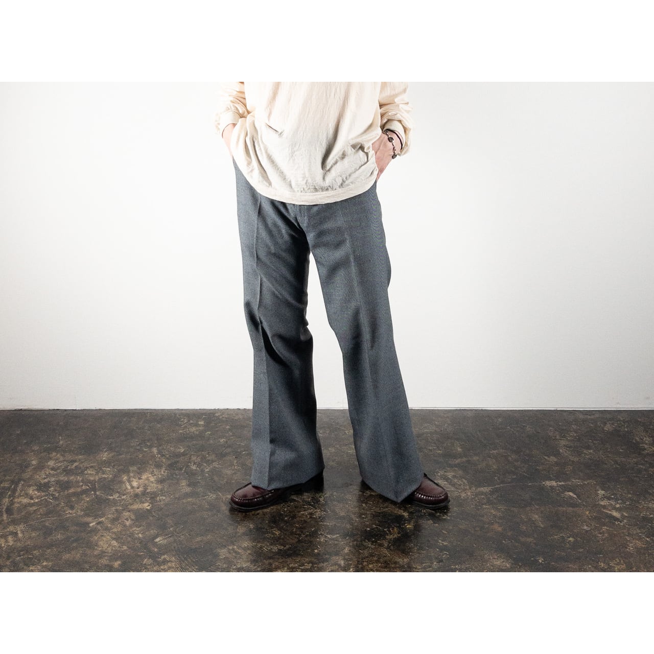 1970s "Euro Vintage" Gray Sharkskin Flare Trousers