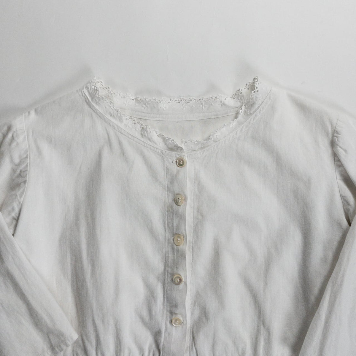 Early 1900s French Antique White Cotton Shirt