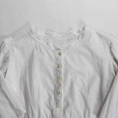 Early 1900s French Antique White Cotton Shirt