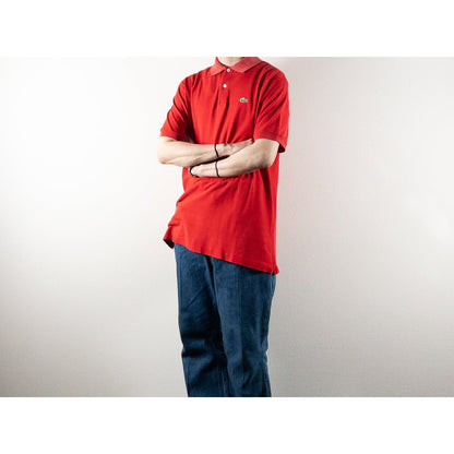 1980s "French LACOSTE" Red Cotton S/S Polo Shirt, Size 5