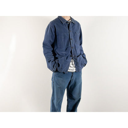 1950s "AU FUSIL" French Faded Blue Cotton Twill Work Jacket