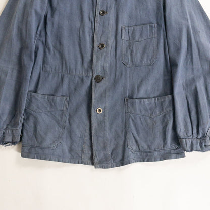 1930-40s "EXCELSIOR" French Faded Blue Cotton Twill Work Jacket with Papier-Mache Bottons
