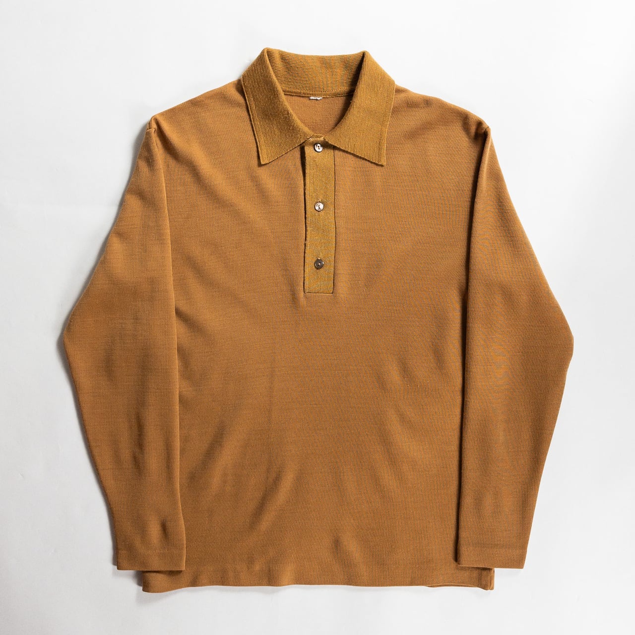Old Yellow Brown Acrylic Knit Polo L/S Shirt