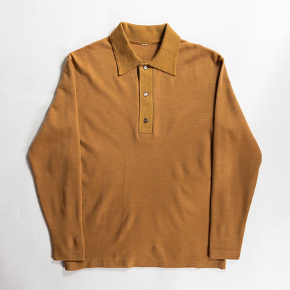 Old Yellow Brown Acrylic Knit Polo L/S Shirt