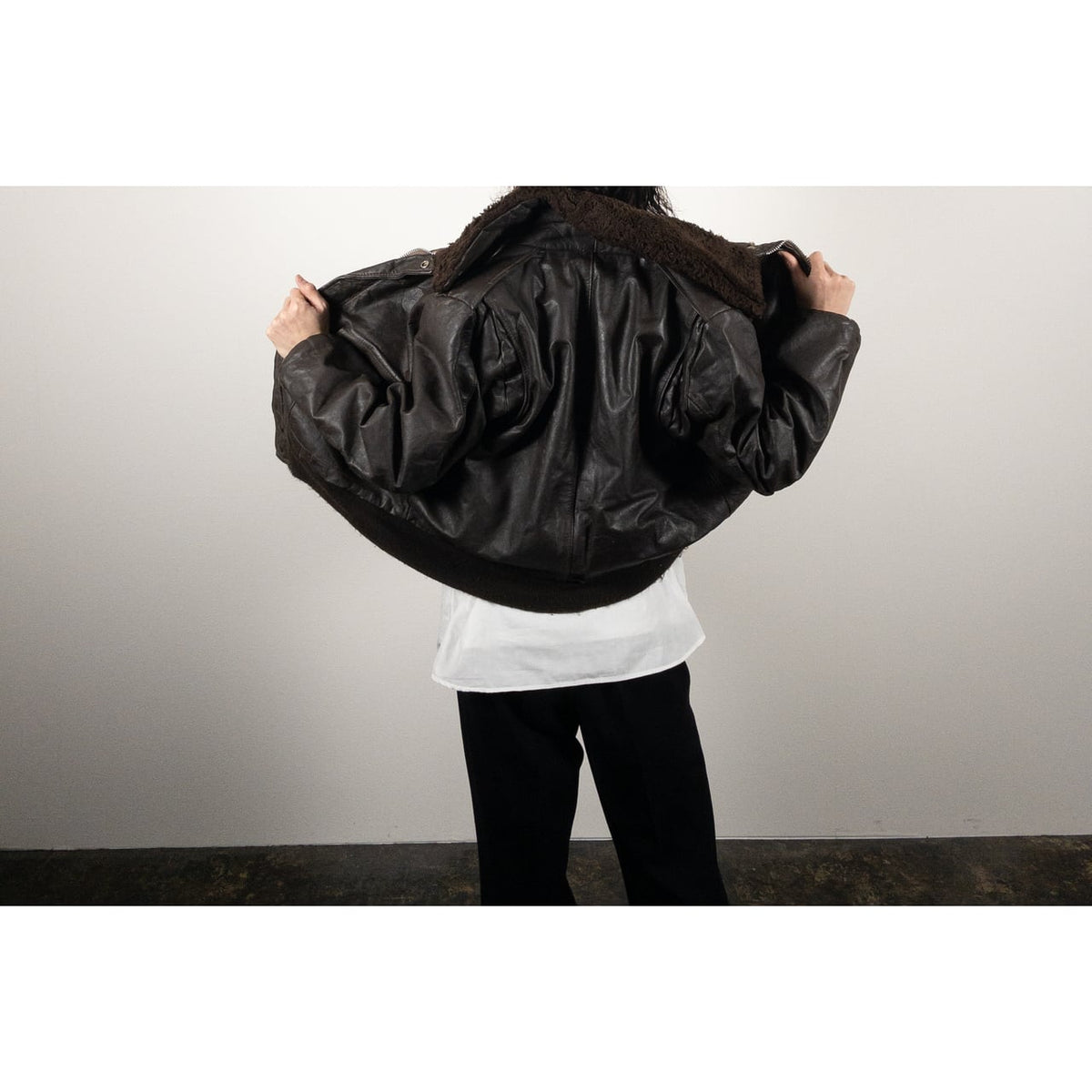 1970-80s "Made in USA" Brown Leather Boa Jacket