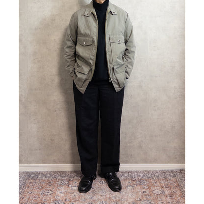 1970s "French Vintage" Khaki Cotton 4Pockets Full Zip Hunting Jacket