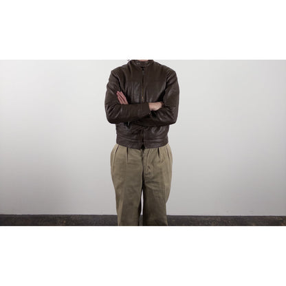 1970s "French Vintage" Brown Leather Motorcycle Jacket