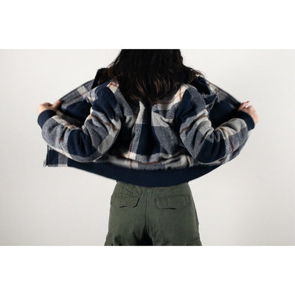 1970s "Italian Vintage" Navy Wool Check Sport Jacket, Dead Stock
