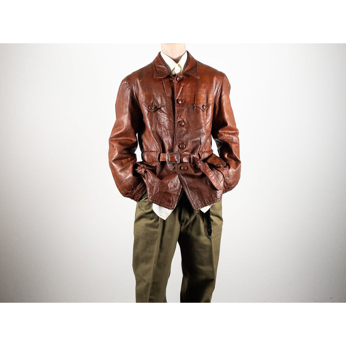 1930-40s "Hagglunds" Swedish Goatskin Red Brown Sport Work Jacket