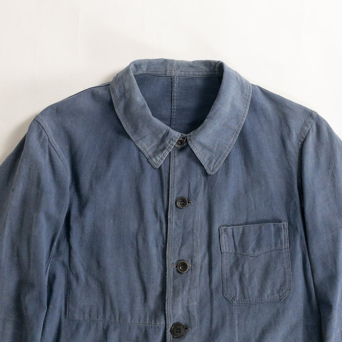 1930-40s "EXCELSIOR" French Faded Blue Cotton Twill Work Jacket with Papier-Mache Bottons
