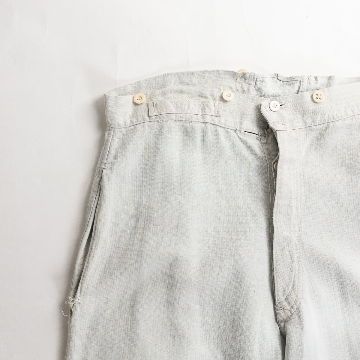 1880s "French Army" Linen Herringbone Twill Bourgeron Trousers