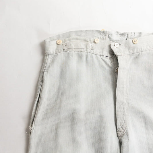 1880s "French Army" Linen Herringbone Twill Bourgeron Trousers