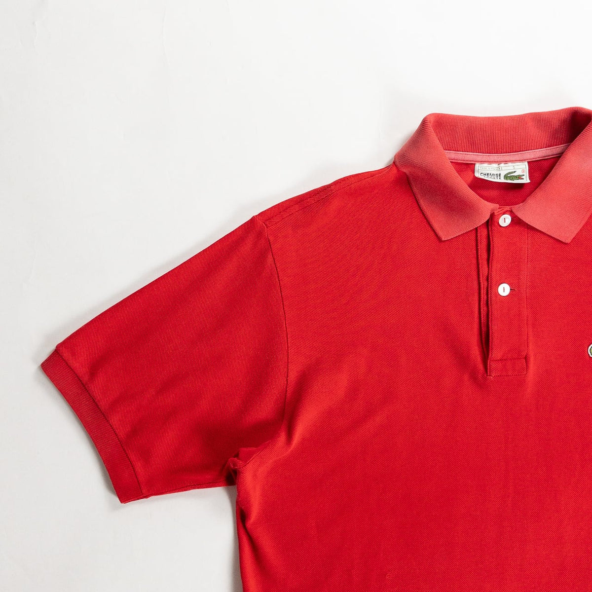 1980s "French LACOSTE" Red Cotton S/S Polo Shirt, Size 5