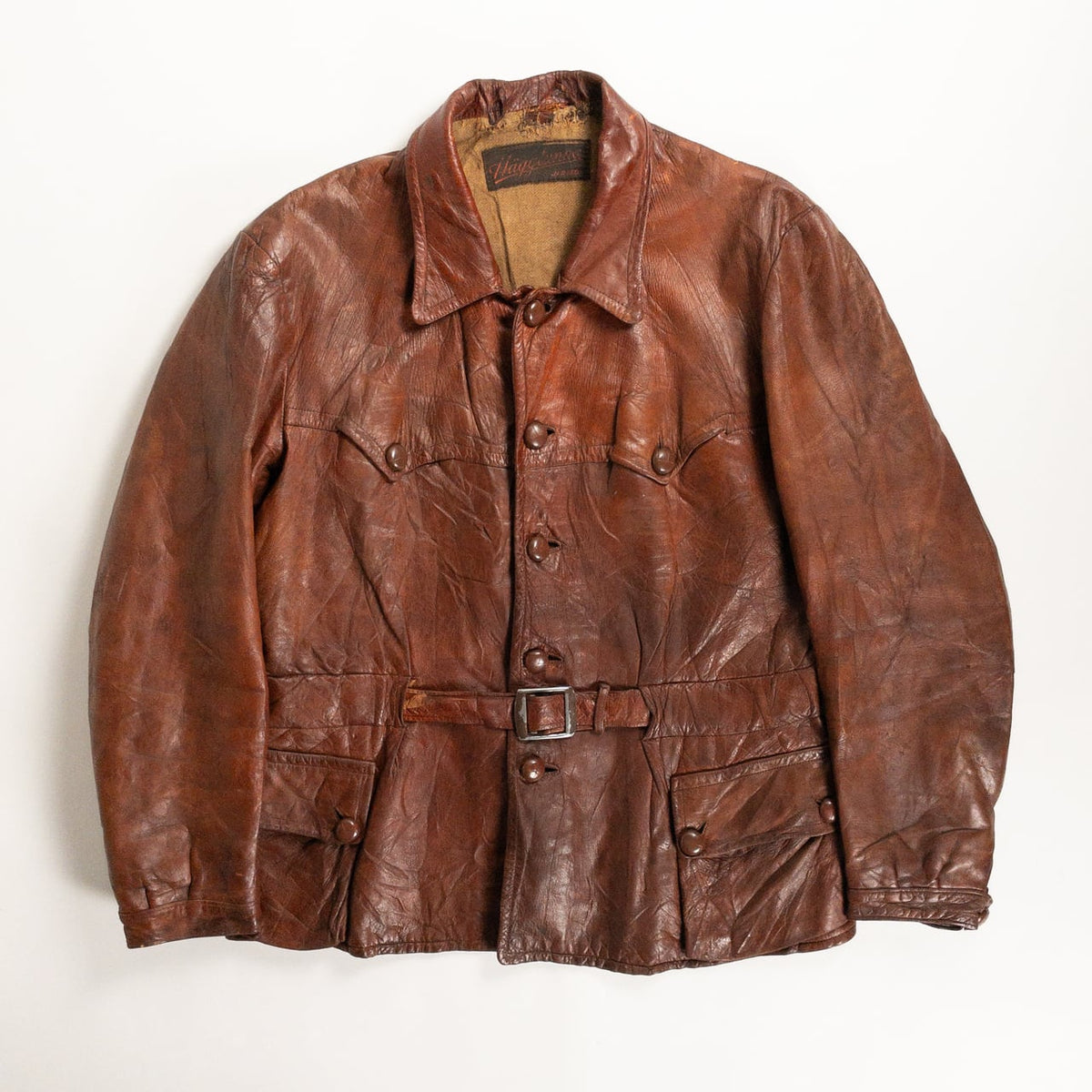 1930-40s "Hagglunds" Swedish Goatskin Red Brown Sport Work Jacket